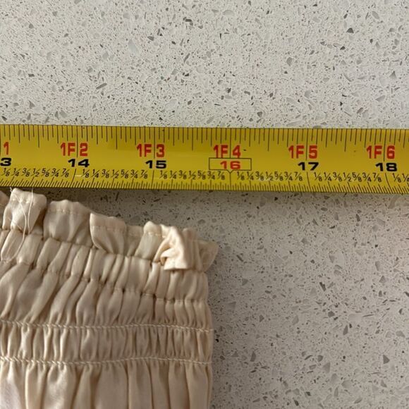 NWOT Free People Be Right Back Tube Smocked Ruffled Cream Strapless Shiny Chic - Picture 9 of 14